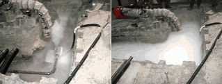 rohrfrostung rohreinfrierung rohr einfrierung rohrfrosten rohrgefrierung rohrvereisen rohre frosten vereisen Grube Kanal